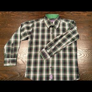 New Ciao Marco green/ blue plaid long sleeve button down. New with tags.